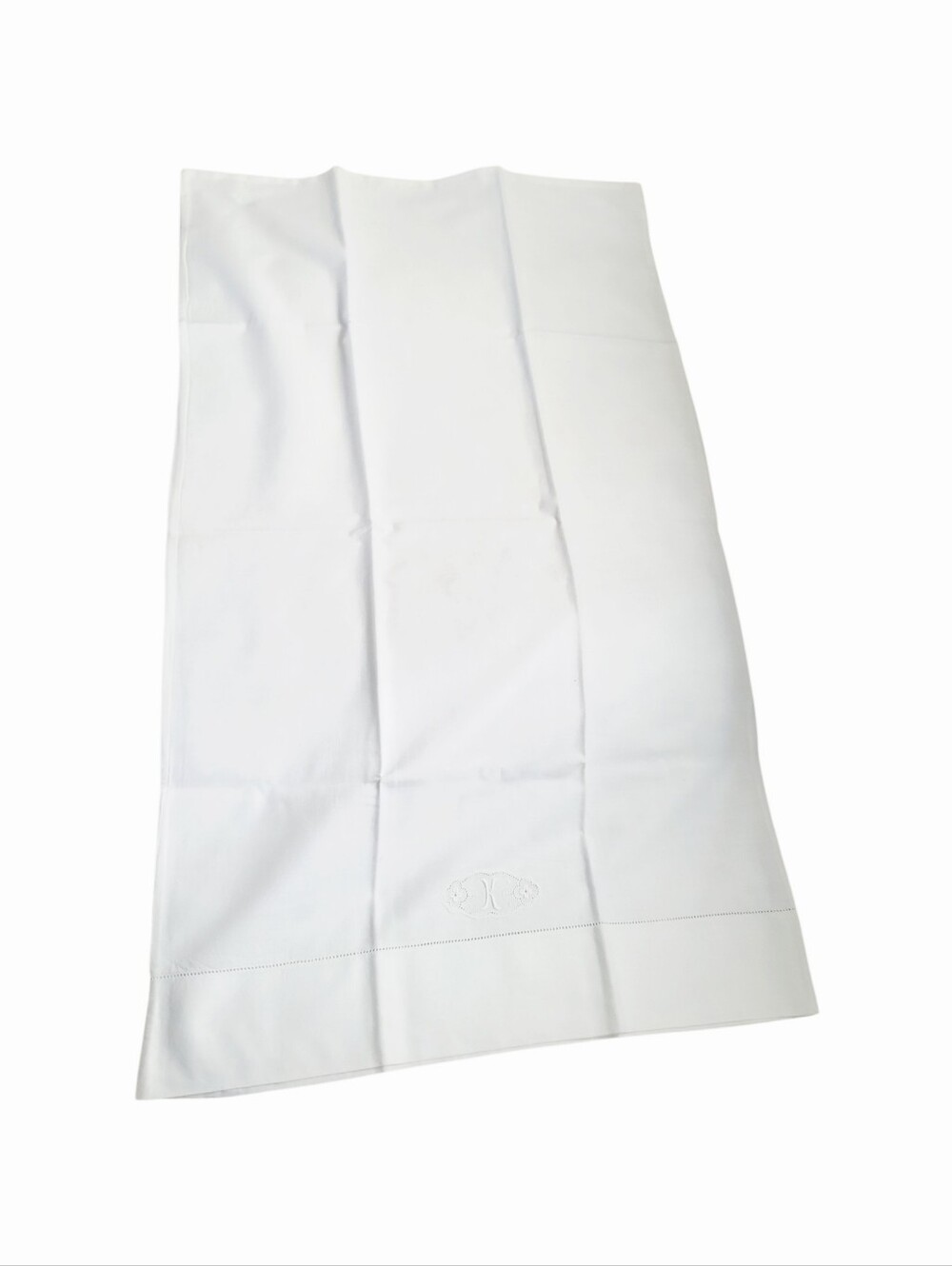 Vintage Monogram Inital "K" Ivory Linen Cotton Queen Pillowcases Set Of 2 - Picture 6 of 7
